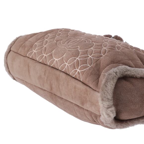 Chanel Chocolate Bar Shearling Suede Stitched CC Tote Dark Brown - Picture 6 of 7